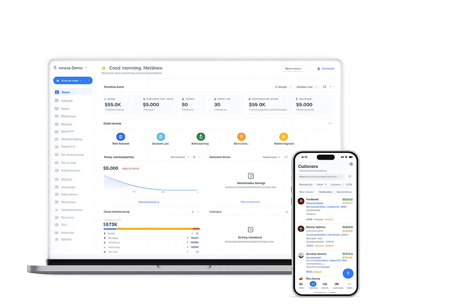 Manage. Grow. Get Paid. — Venesa CRM on desktop and mobile